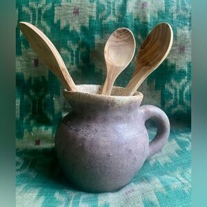 Vintage Studio Pottery Pitcher Vase Speckled Brown Rustic Stoneware